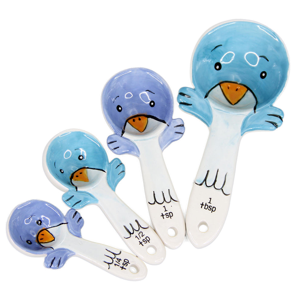 Little Birds Measuring Spoon Set of 4 Blue Purple Birds Kitchen