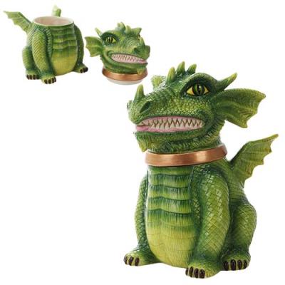 Fierce Green Dragon Cute Cookie Ceramic Cookie Jar Kitchen Decor