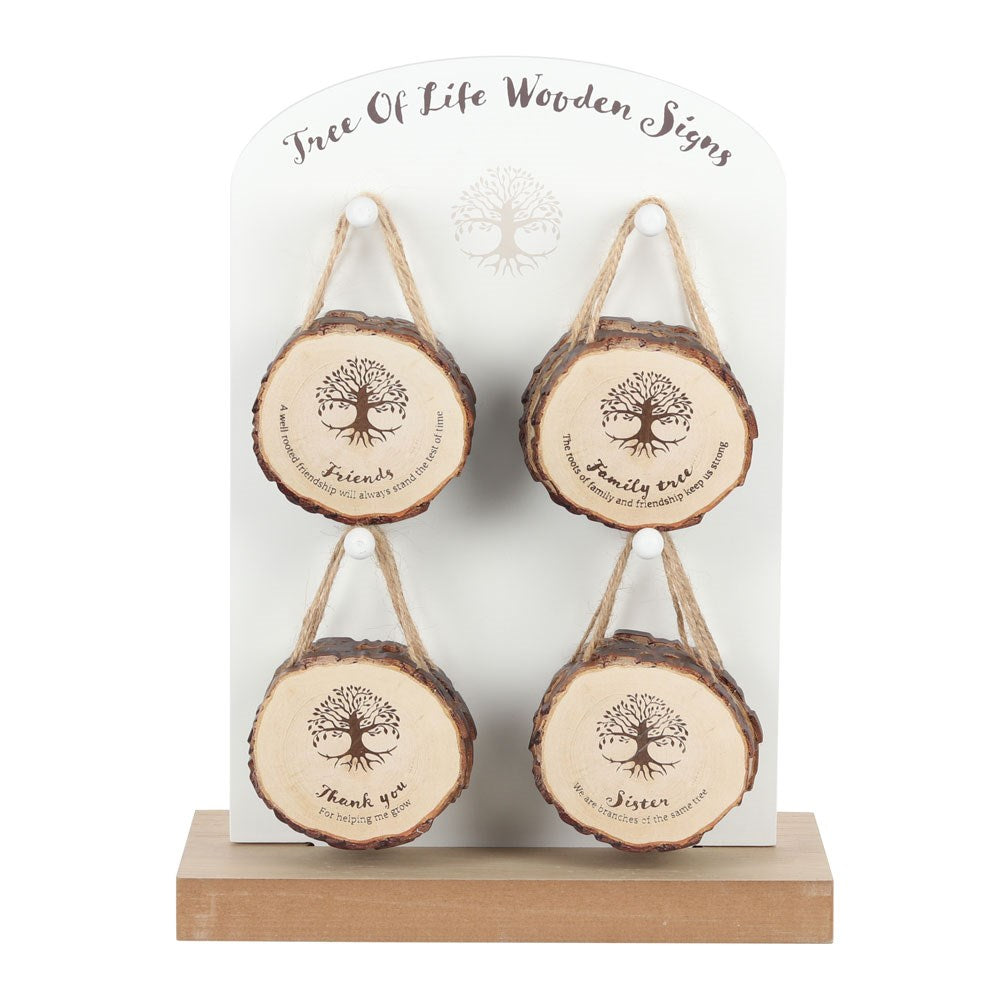 Tree of Life Wooden Hanging Signs Set – 24-Piece