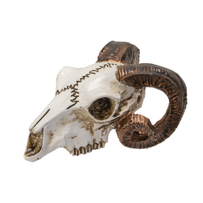 Mini Ram Skull Figurine Polyresin Skeleton Head Tabletop Decor Halloween Micro Landscape Accent by Alchemy England