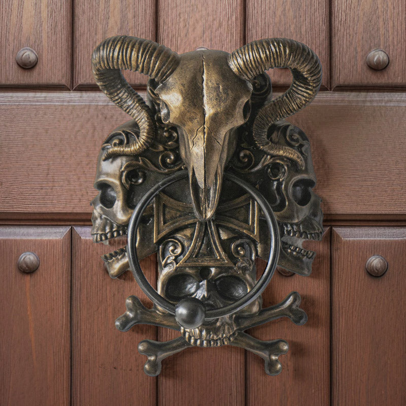 Ram Crossbones and Skulls Door Knocker