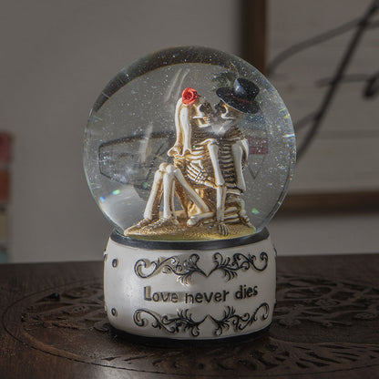 Pacific Giftware 5" Tall Love Never Dies' Romantic Gothic Collectible Eternal Love Skeleton Water Globe