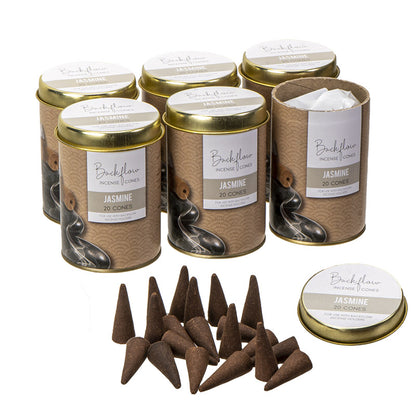 Jasmine Jumbo Backflow Incense Cones, Set of 6 Tins, 20 Cones per Tin by Something Diffrerent UK