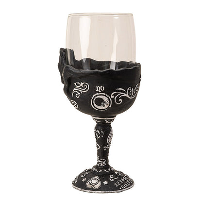 Spirit Board Glass Goblet Gothic Skull Ouija Goblet for Dark Rituals, Wicca, and Halloween Drinkware