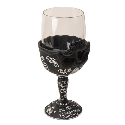 Spirit Board Glass Goblet Gothic Skull Ouija Goblet for Dark Rituals, Wicca, and Halloween Drinkware