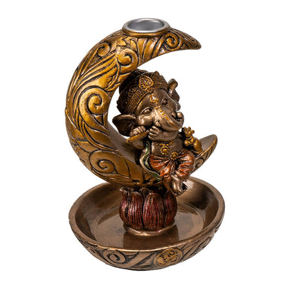 Ganesha Backflow Incense Holder with Celestial Design