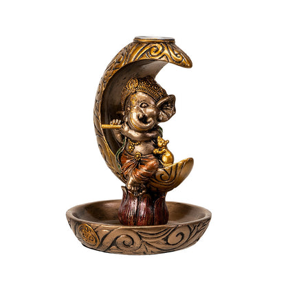 Ganesha Backflow Incense Holder with Celestial Design