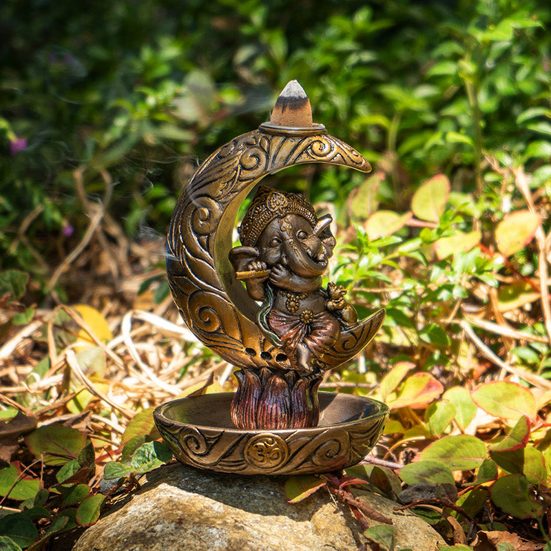 Ganesha Backflow Incense Holder with Celestial Design