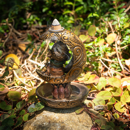 Ganesha Backflow Incense Holder with Celestial Design