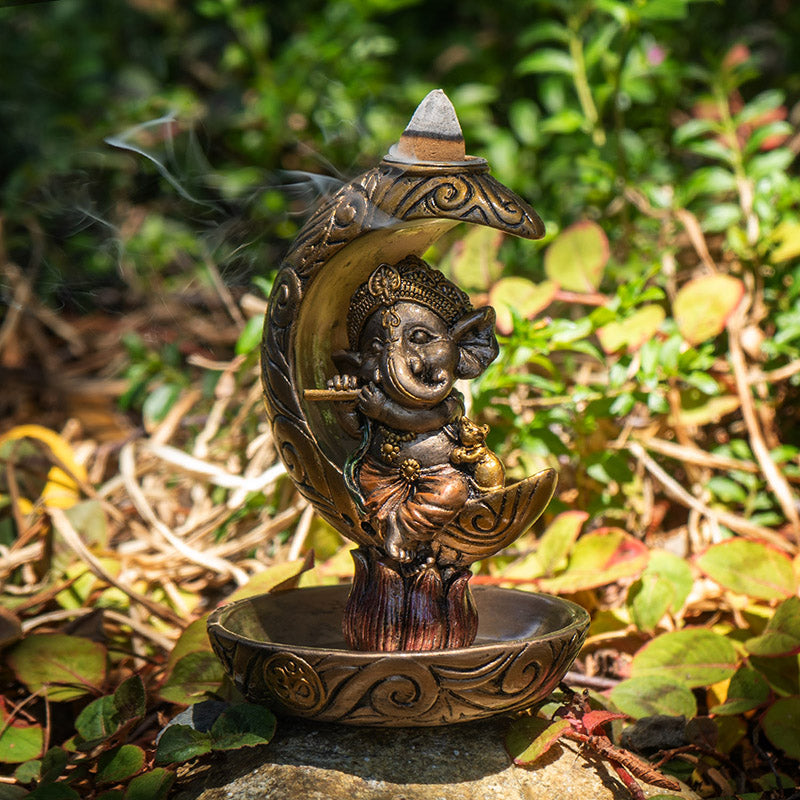 Ganesha Backflow Incense Holder with Celestial Design