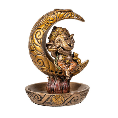 Ganesha Backflow Incense Holder with Celestial Design