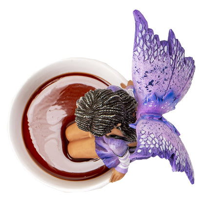 6.7" Tall Lavender Tea Fairy in Whimsical Teacup Garden Sculpture by Amy Brown