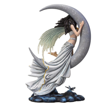 12" Tall Moon Lullaby Whimsical Fairy on Crescent Moon by Nene Thomas ? Larger Mystical Statue for Indoor and Outdoor Decor Colletible Figurine