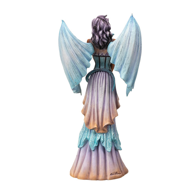 16" Tall Large Fantasy Dragon Keeper Fairy - Mesmerizing Lavender & Aqua Winged Sculpture by Amy Brown ? Statue for Indoor and Outdoor Decor Colletible Figurine