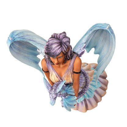 16" Tall Large Fantasy Dragon Keeper Fairy - Mesmerizing Lavender & Aqua Winged Sculpture by Amy Brown ? Statue for Indoor and Outdoor Decor Colletible Figurine