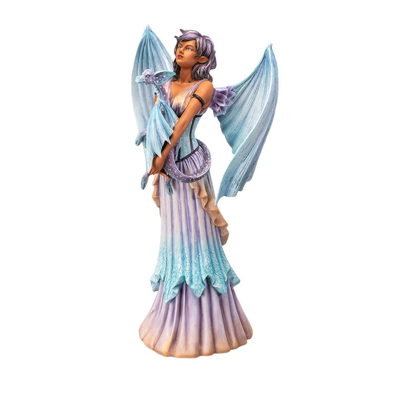 16" Tall Large Fantasy Dragon Keeper Fairy - Mesmerizing Lavender & Aqua Winged Sculpture by Amy Brown ? Statue for Indoor and Outdoor Decor Colletible Figurine