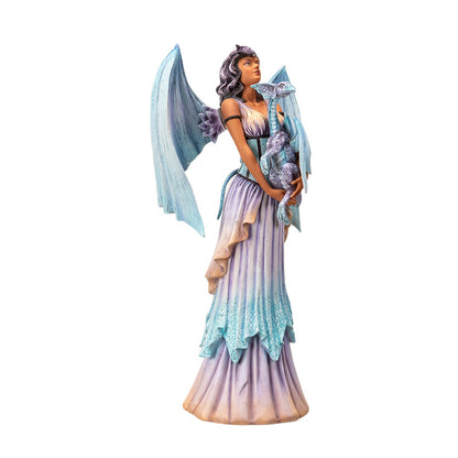 16" Tall Large Fantasy Dragon Keeper Fairy - Mesmerizing Lavender & Aqua Winged Sculpture by Amy Brown ? Statue for Indoor and Outdoor Decor Colletible Figurine