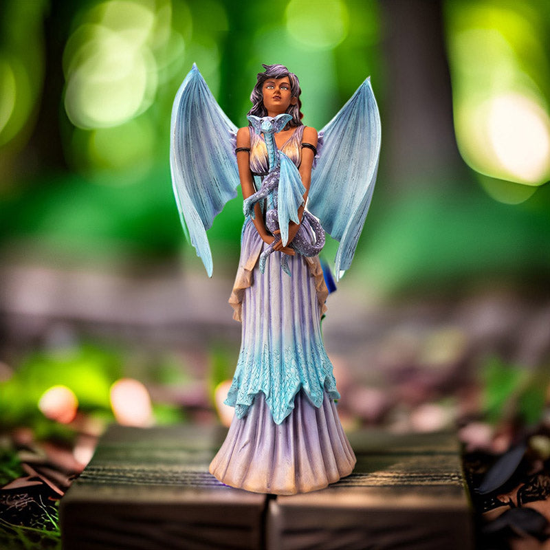 16" Tall Large Fantasy Dragon Keeper Fairy - Mesmerizing Lavender & Aqua Winged Sculpture by Amy Brown ? Statue for Indoor and Outdoor Decor Colletible Figurine