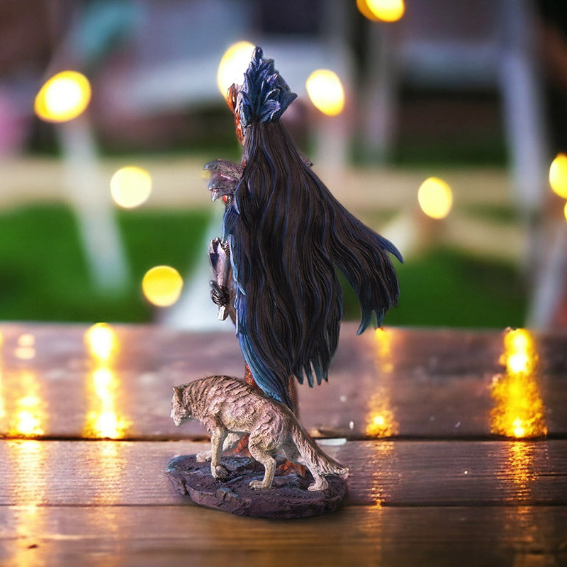 14" Tall Fire of Ring Fantasy Warrior with Guardian Wolf by Ruth Thompson ? Majestic Collector?s Figurine for Indoor and Outdoor Decor Collectible Fantasy Figurine