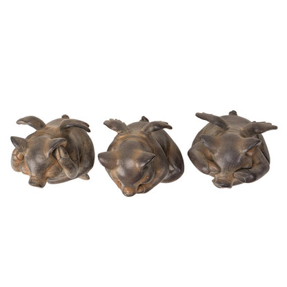 4" Tall See, Hear, Speak No Evil Flying Pig Resin Figurine Set, Home Decor