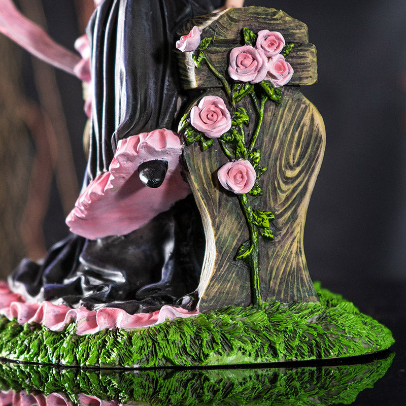 9" Inches Elegant Sorceress with Pink Dragon by Anne Stokes, Sitting on Floral Bench, Fantasy Magic Collectible Figurine for Home Decor