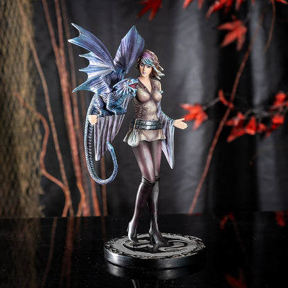 10" Tall Dragon Trainer by Anne Stokes, Beautifully Detailed Fantasy Figurine of a Trainer with Her Mystical Dragon, Ideal for Home Decoration and Collectible Figurine