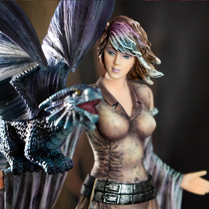 10" Tall Dragon Trainer by Anne Stokes, Beautifully Detailed Fantasy Figurine of a Trainer with Her Mystical Dragon, Ideal for Home Decoration and Collectible Figurine