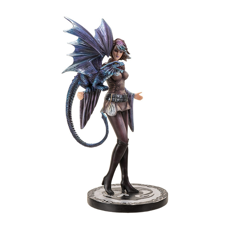 10" Tall Dragon Trainer by Anne Stokes, Beautifully Detailed Fantasy Figurine of a Trainer with Her Mystical Dragon, Ideal for Home Decoration and Collectible Figurine