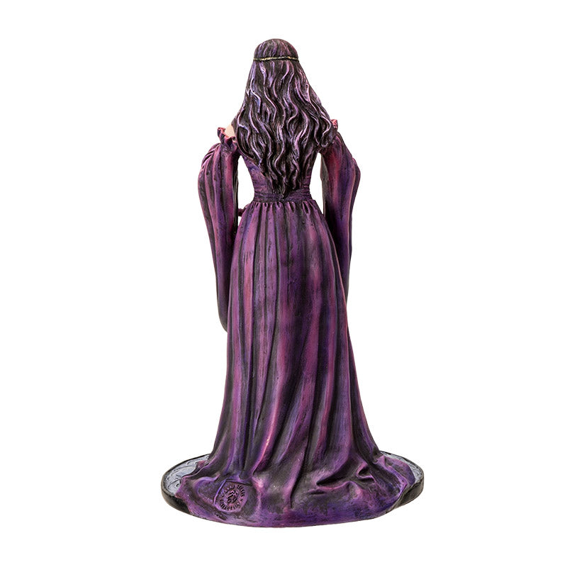 9" Tall Sorceress, Dragon, and Crystal Ball by Anne Stokes - Stunning Fantasy Collectible Figurine of a Sorceress with Her Purple Dragon Peering into Magical Crystal Ball