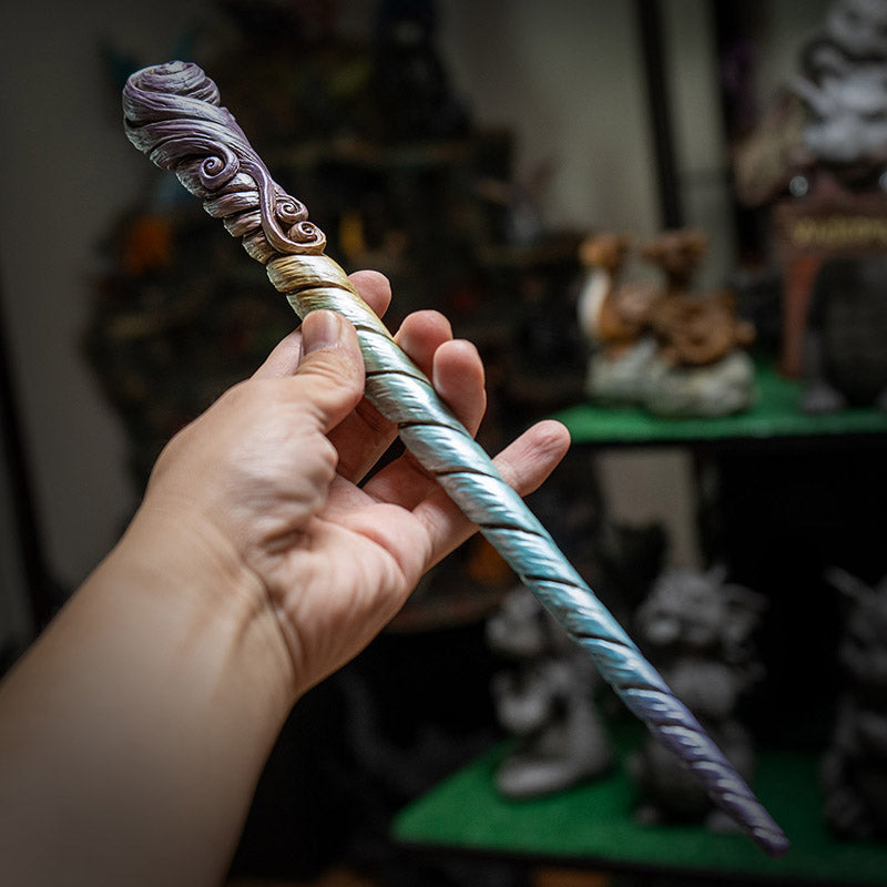 13 Inches Mystical Spiral Unicorn Horn Witches and Wizards Resin Wand Cosplay Costume Collectible Halloween Wand