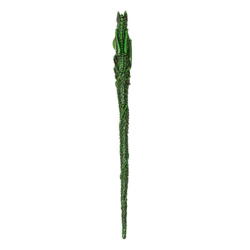 14 Inches Verdant Guardian Earth Dragon Wand, Mystical Wizards and Witches Magic Wand, Handcrafted Resin Wand Halloween Costume and Fantasy Collectors