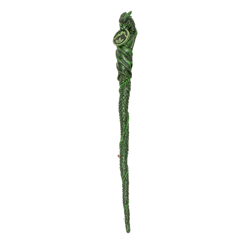 14 Inches Verdant Guardian Earth Dragon Wand, Mystical Wizards and Witches Magic Wand, Handcrafted Resin Wand Halloween Costume and Fantasy Collectors