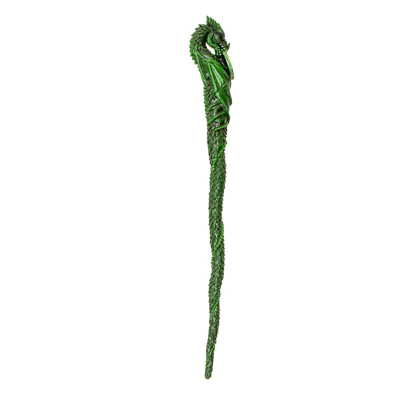 14 Inches Verdant Guardian Earth Dragon Wand, Mystical Wizards and Witches Magic Wand, Handcrafted Resin Wand Halloween Costume and Fantasy Collectors