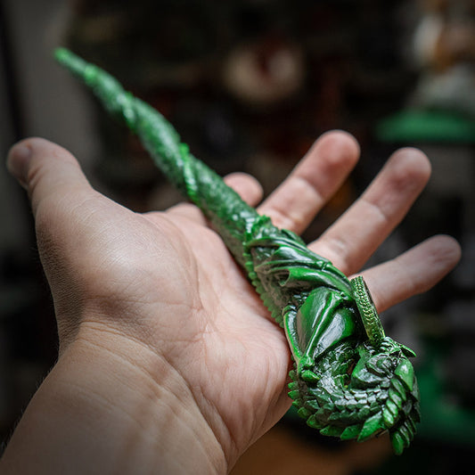 14 Inches Verdant Guardian Earth Dragon Wand, Mystical Wizards and Witches Magic Wand, Handcrafted Resin Wand Halloween Costume and Fantasy Collectors