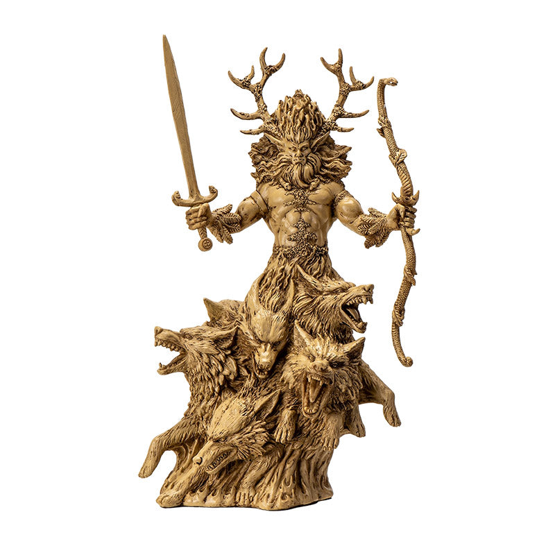 12" Inches Tall Cernunnos by Derek W Frost - Lord of The Wild Hunt and Guardian of The Forest Wolves, Home D‚cor Celtic Mythology Figurine