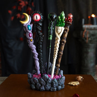 Mystic Crystal Rock Wand Display ? Holds 5 Wands, Perfect for Wand and Fantasy Collections, 5" Inches Long