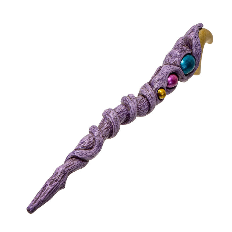 Crescent Moon Gemstone Magic Wand - Handcrafted Resin Mystical Wizard and Witch Wand, Fantasy Wand for Halloween, Cosplay, and Collectors - 9.4 Inches Multicolor