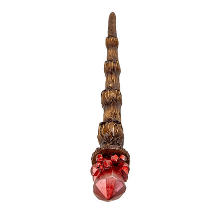 Skull and Red Crystal Magic Wand, Handcrafted Resin Wizard and Witch Wand for Halloween, Cosplay, Collectors and D‚cor, 9.3 Inches