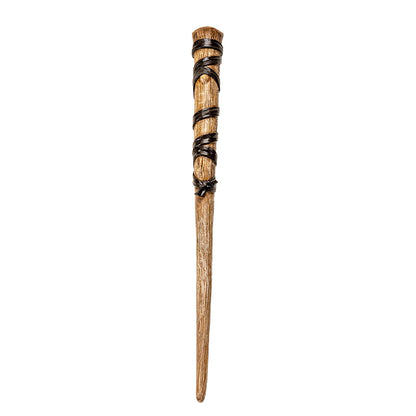 Magic Rune Wand - Handcrafted Resin with Ancient Rune Symbols, Green Gemstone Beads, and Leather Accents, Perfect for Halloween Wizards, Witches and Collectors - 14 Inches