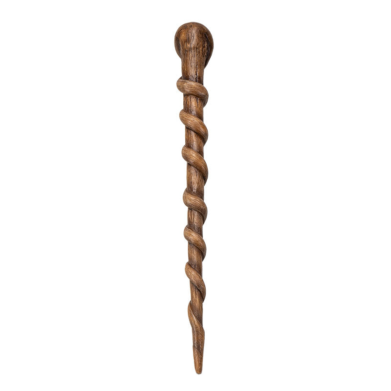 Willow Scepter Magic Wand - Handcrafted with Realistic Wood Finish, Spiraled Willow Design, and Midnight Blue Gemstone, Ideal for Halloween Cosplay, Wizards, and Witches - 13.7 Inches