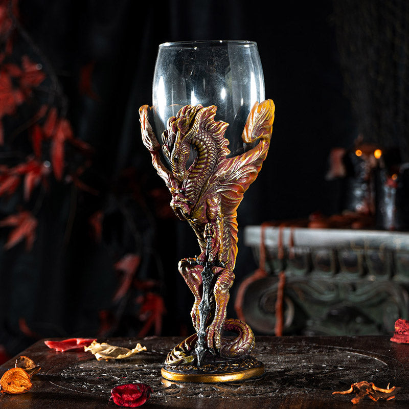 Medieval Dragon Blade Goblet by Ruth Thompson 7oz Goblet for Dungeons and Dragons Fans Unique Fantasy Wine Chalice Goblet for Parties or Gifts