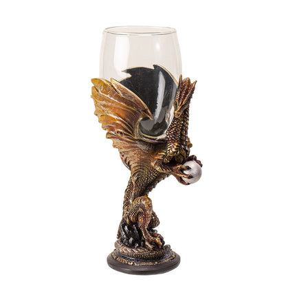 Medieval Dragon Crystal Orb Wine Goblet by Ruth Thompson 7oz Detailed Dragon and Dungeon Resin Cup with Mystical Design Unique Fantasy Goblet for Parties or Gifts