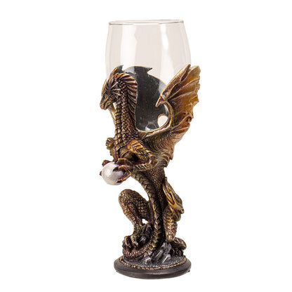 Medieval Dragon Crystal Orb Wine Goblet by Ruth Thompson 7oz Detailed Dragon and Dungeon Resin Cup with Mystical Design Unique Fantasy Goblet for Parties or Gifts