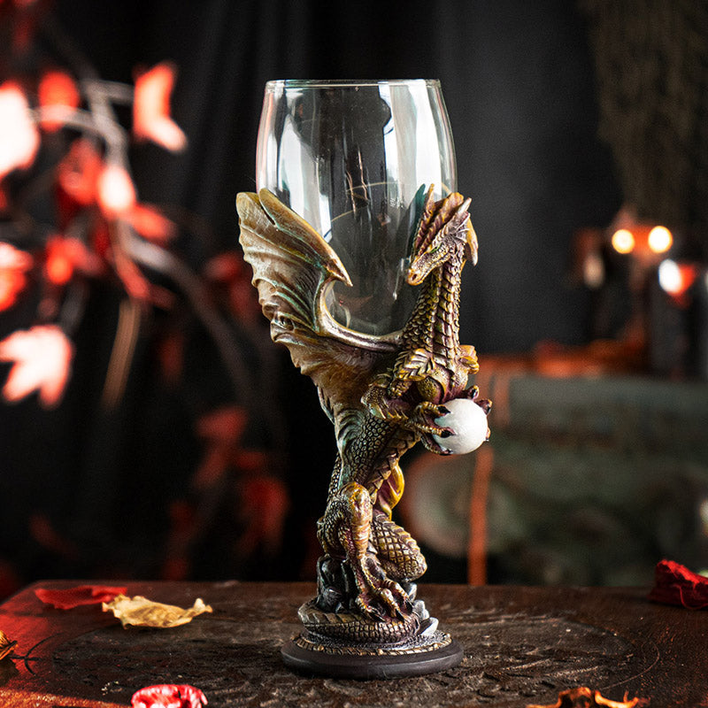 Medieval Dragon Crystal Orb Wine Goblet by Ruth Thompson 7oz Detailed Dragon and Dungeon Resin Cup with Mystical Design Unique Fantasy Goblet for Parties or Gifts