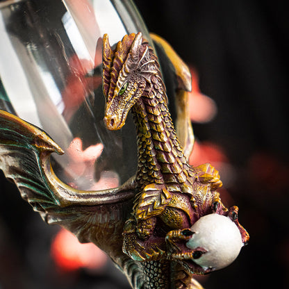 Medieval Dragon Crystal Orb Wine Goblet by Ruth Thompson 7oz Detailed Dragon and Dungeon Resin Cup with Mystical Design Unique Fantasy Goblet for Parties or Gifts