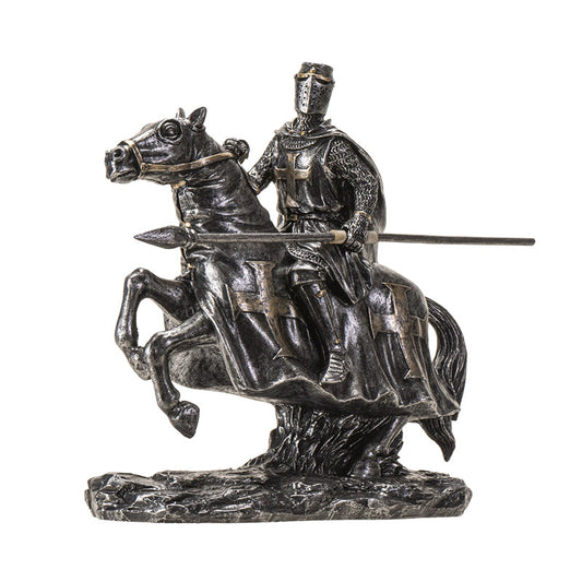 Medieval Knight on Horse with Lance and Armor Figurine