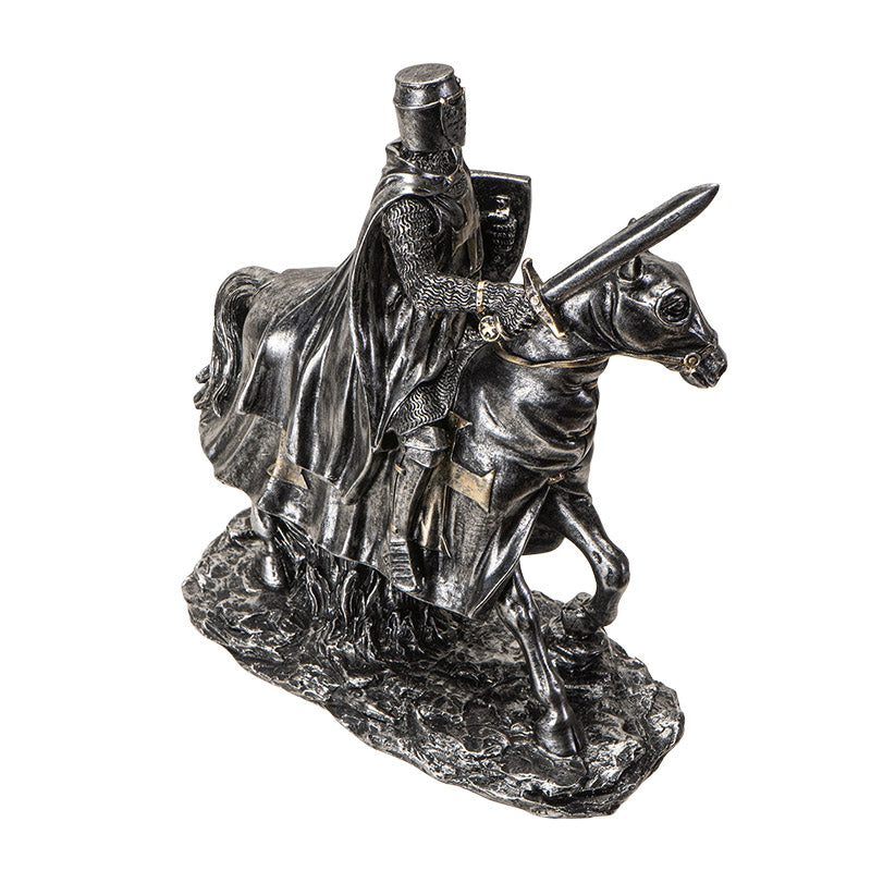 Medieval Knight on Horseback with Sword and Shield Figurine