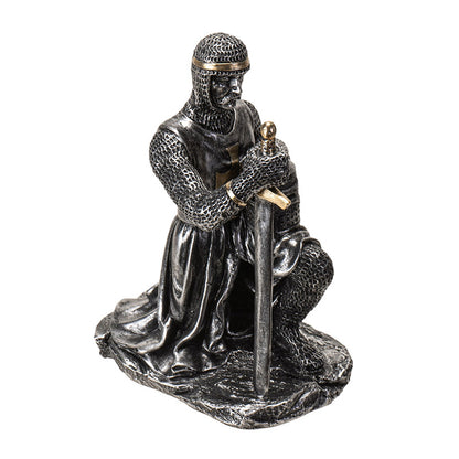 Kneeling Medieval Knight Figurine with Sword and Shield