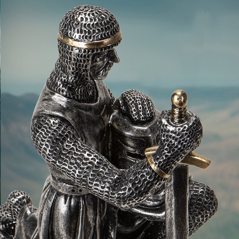 Kneeling Medieval Knight Figurine with Sword and Shield