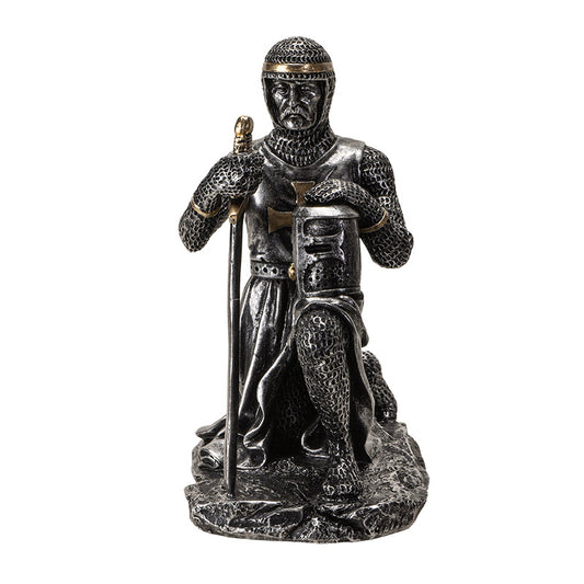 Kneeling Medieval Knight Figurine with Sword and Shield